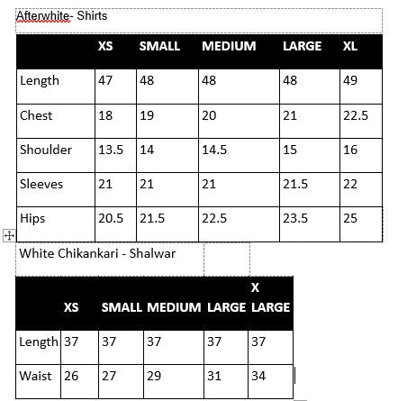 Size Chart