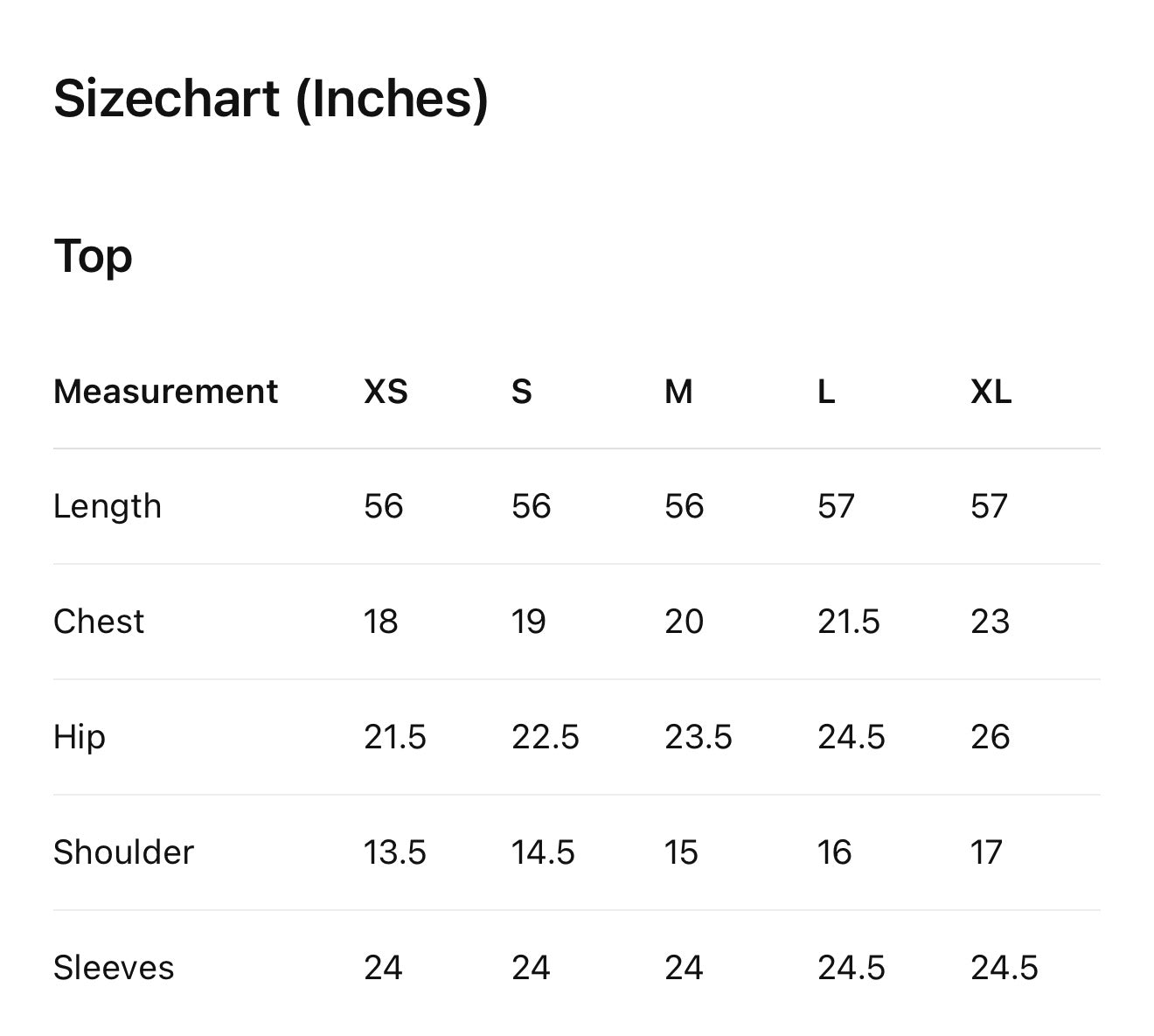 Size Chart