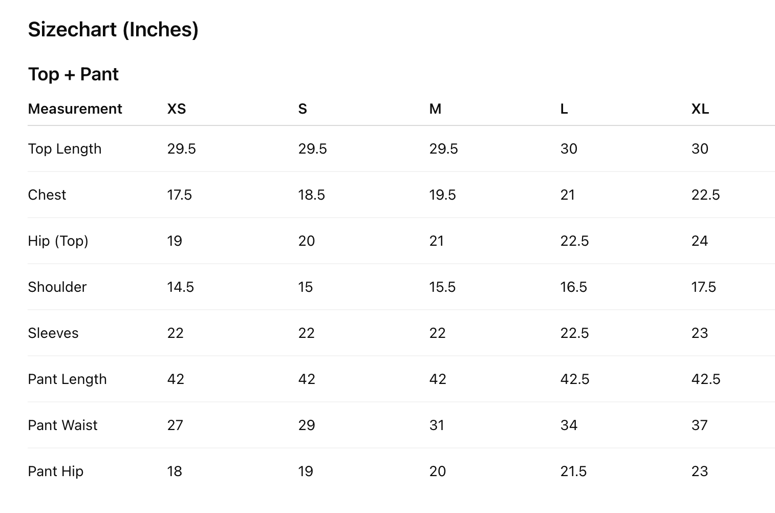 Size Chart