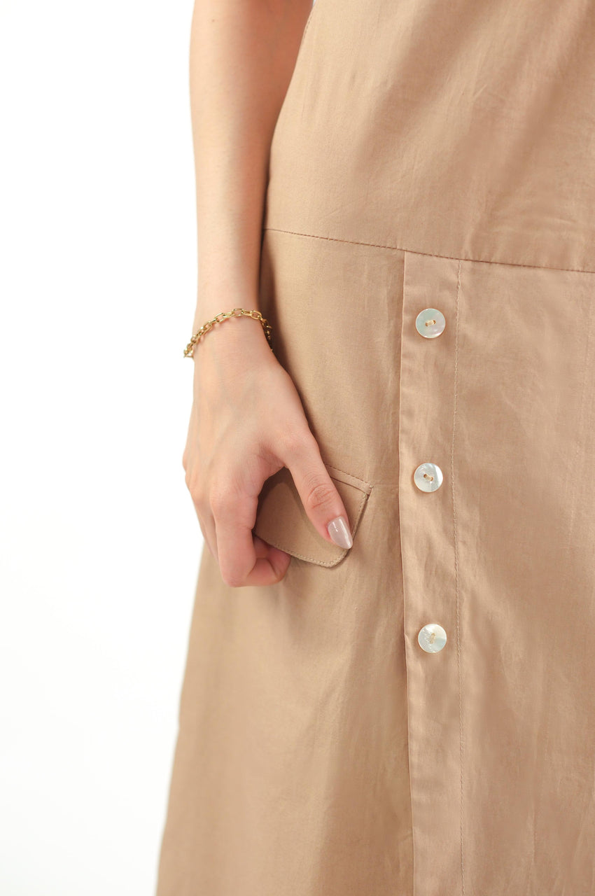 Beige Cotton Dress - Minimilist Muse