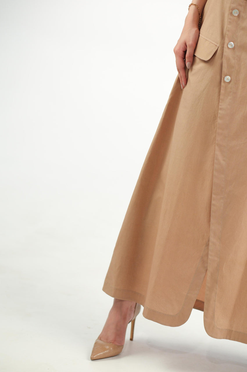 Beige Cotton Dress - Minimilist Muse